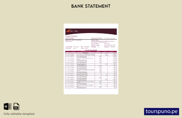 listo para imprimir plantilla de páginas de Word de extracto bancario de India 9